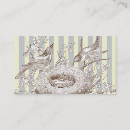 La Petite Famille over blauw en room met bedankt Visitekaartje (Voorkant)