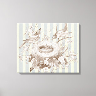 La Petite Famille over blauwe en roomachtergrond Canvas Afdruk