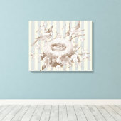 La Petite Famille over blauwe en roomachtergrond Canvas Afdruk (Insitu (Houten vloer))