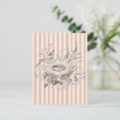 La Petite Famille over roze en roomachtergrond Briefkaart (Staand voorkant)