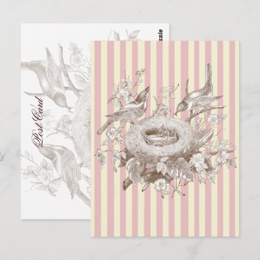 La Petite Famille over roze en roomachtergrond Briefkaart (Voorkant / Achterkant)