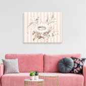 La Petite Famille over roze en roomachtergrond Canvas Afdruk (Insitu (Woonkamer))