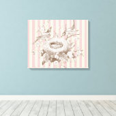 La Petite Famille over roze en roomachtergrond Canvas Afdruk (Insitu (Houten vloer))