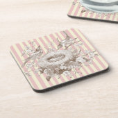 La Petite Famille over roze en roomachtergrond Onderzetter (Linkerzijde)