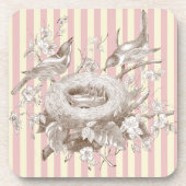 La Petite Famille over roze en roomachtergrond Onderzetter (Voorkant)