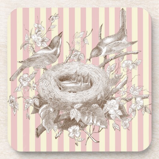 La Petite Famille over roze en roomachtergrond Onderzetter (Voorkant)