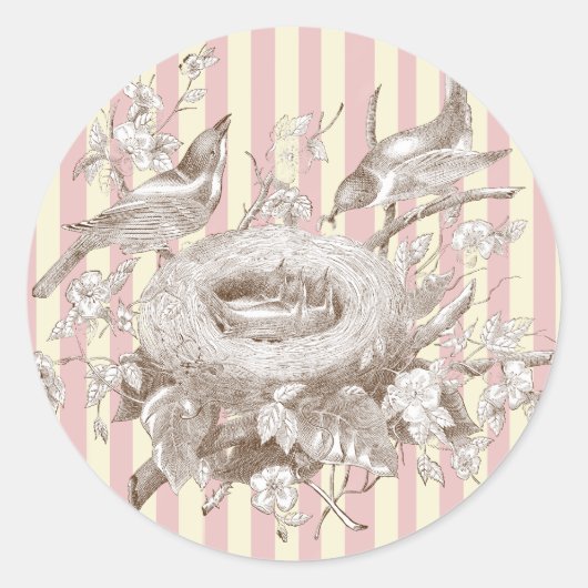 La Petite Famille over roze en roomachtergrond Ronde Sticker (Voorkant)