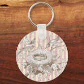 La Petite Famille over roze en roomachtergrond Sleutelhanger (Voorkant)