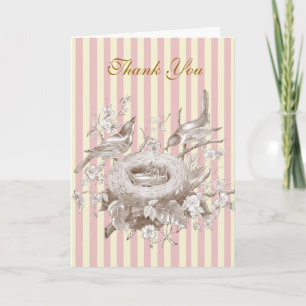 La Petite Famille, roze en crème Dank u Bedankkaart