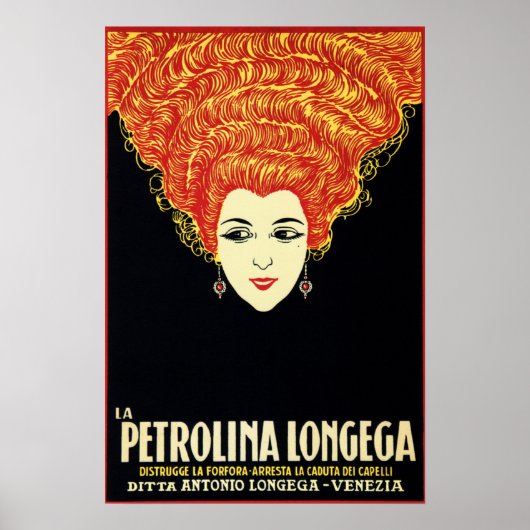 La PETROLINA LONGEGA 1920s Shampoo Advertisement Poster (Voorkant)