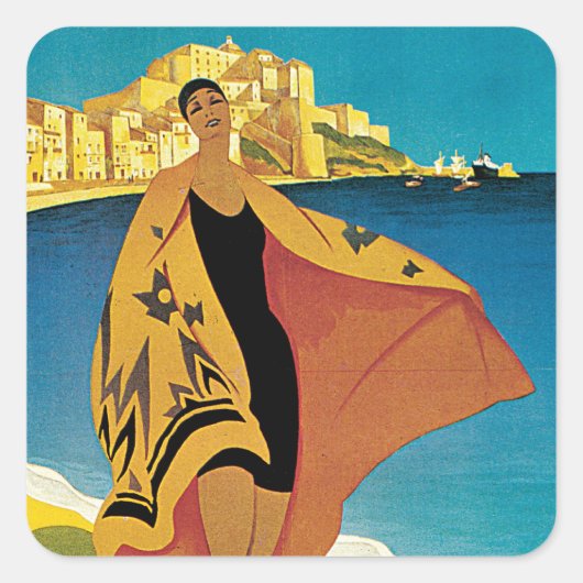 La Plage de Calvi, Corse Vierkante Sticker (Voorkant)