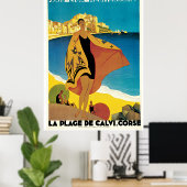 La Plage de Calvi Vintage Travel Poster (Thuiskantoor)