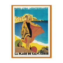 "La Plage de Calvi" Vintage Travel Poster
