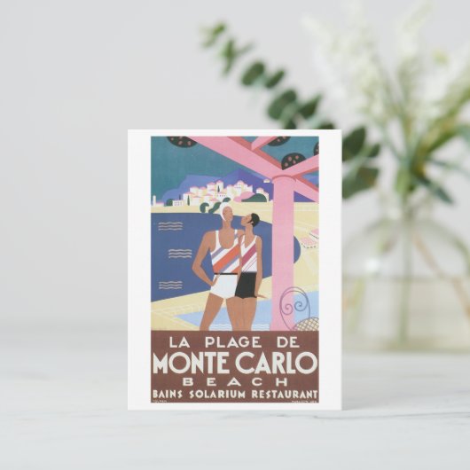 La Plage De Monte Carlo Beach Briefkaart (Staand voorkant)
