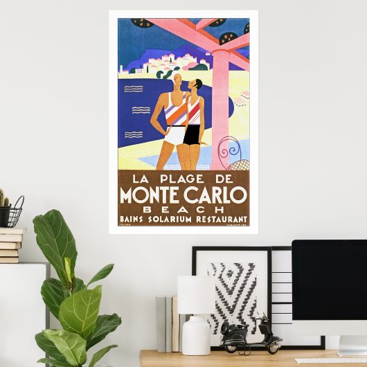 La Plage de Monte Carlo Poster (Thuiskantoor)