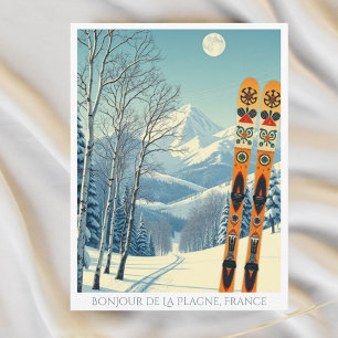 La Plagne Frankrijk skigebied retro Briefkaart