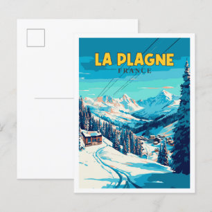La Plagne Frankrijk vintage reisillustratie Briefkaart