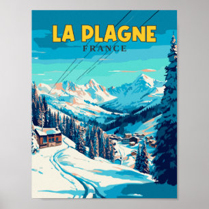 La Plagne Frankrijk vintage reisillustratie Poster