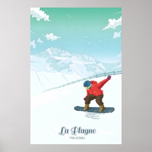 La Plagne Snowboarden Reisposter Poster (Voorkant)
