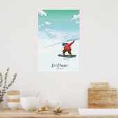 La Plagne Snowboarden Reisposter Poster (Keuken)