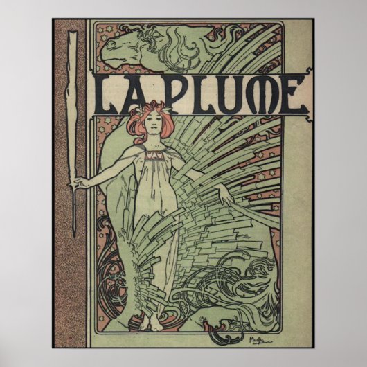 La Plume 1898, ingediend door Alfons Mucha Poster (Voorkant)