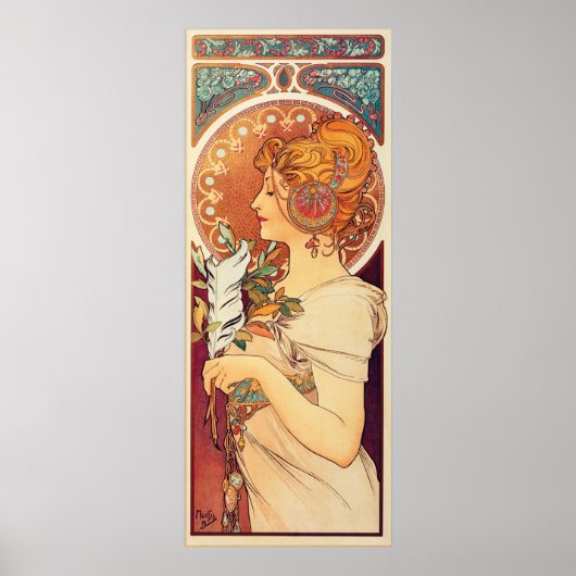 La Plume door Alphonse Mucha Poster (Voorkant)
