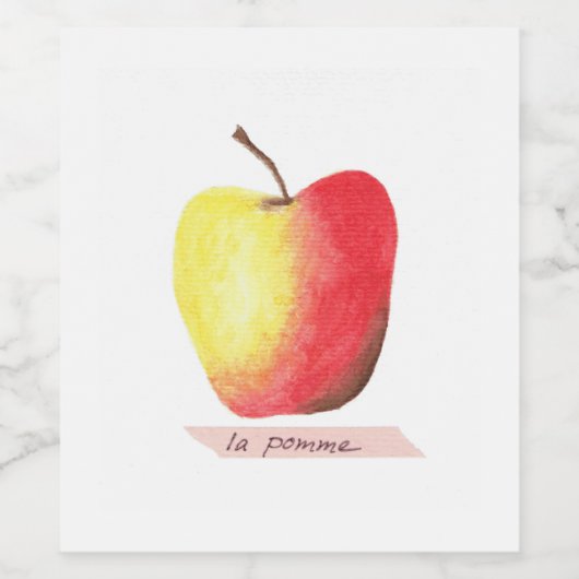 La pomme / De appel Frans leren Wijn Etiket (Enkel label)