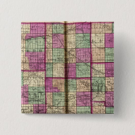 La Porte County en St Joseph County Vierkante Button 5,1 Cm (Voorkant)