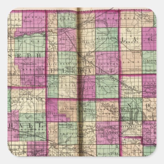 La Porte County en St Joseph County Vierkante Sticker (Voorkant)