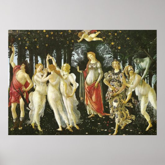 La Primavera door Sandro Botticelli Poster (Voorkant)