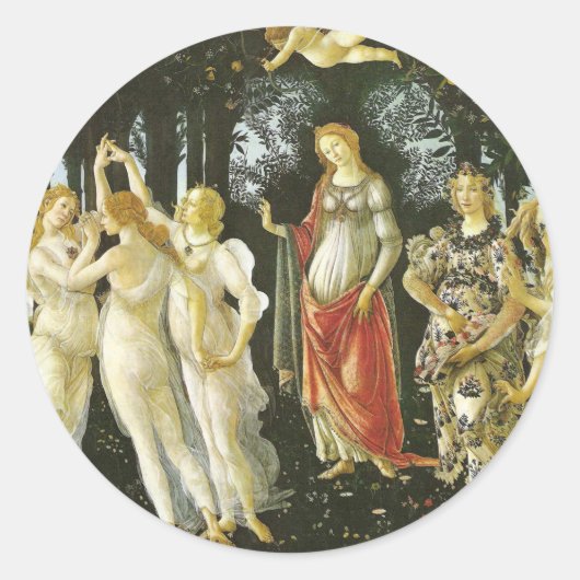 La Primavera door Sandro Botticelli Ronde Sticker (Voorkant)
