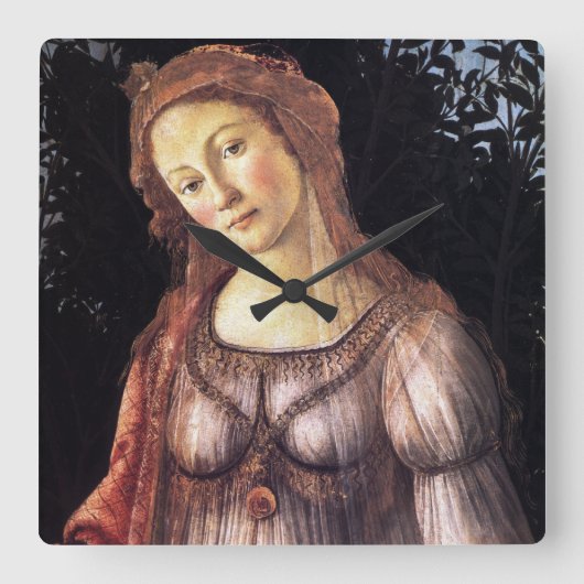 La Primavera door Sandro Botticelli Vierkante Klok (Voorkant)