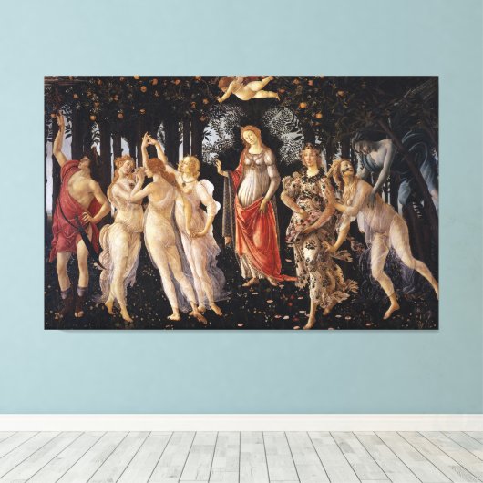 La Primavera (Lente) van Sandro Botticelli Canvas Afdruk (Insitu (Houten vloer))