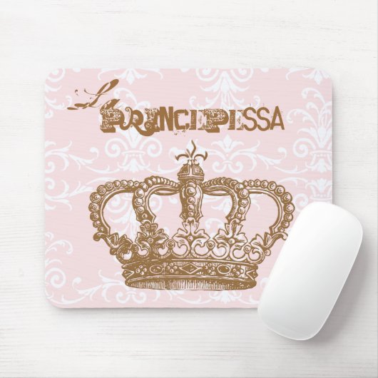 La Princepessa Pink and Chocolate Crown Mousepad Muismat (Met muis)