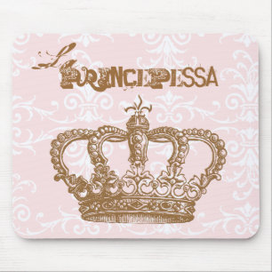 La Princepessa Pink and Chocolate Crown Mousepad Muismat