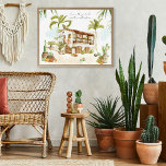 La Pura Vida | Trendy Retro Zomer Mexico Poster<br><div class="desc">Trendy boho poster van een Mexicaanse hacienda met aanpasbare quote. Mexico’s feestelijke cultuur, prachtige schoonheid en gastvrijheid maken dit het perfecte lifestyle poster om je huis te versieren. De details worden wazig, maar de momentopnamen blijven duidelijk. Er waren palmbomen en daken van rode tegels, individuele gebouwen afgewisseld met tropische planten...</div>
