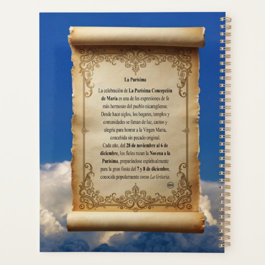 La Purísima en Nicaragua - Virgen María Inmaculada Planner (Achterkant)