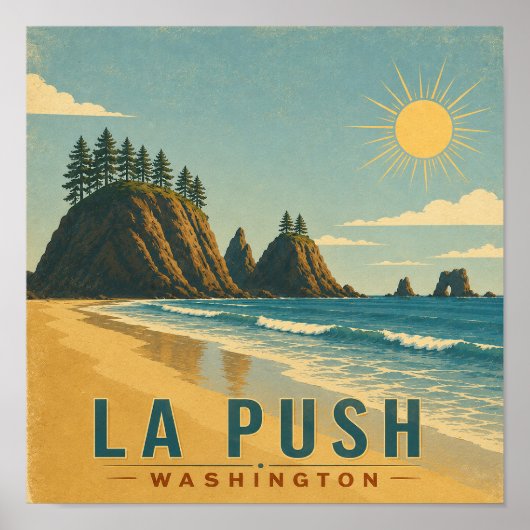 La Push, Baby! Vintage Kust Reisposter Kunst Poster (Voorkant)