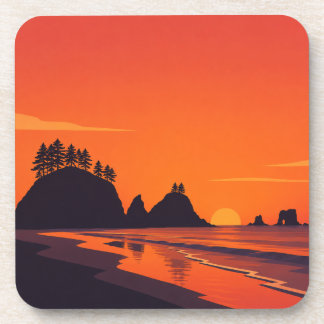 La Push Washington Zonsondergang Minimalistische K Bier Onderzetter
