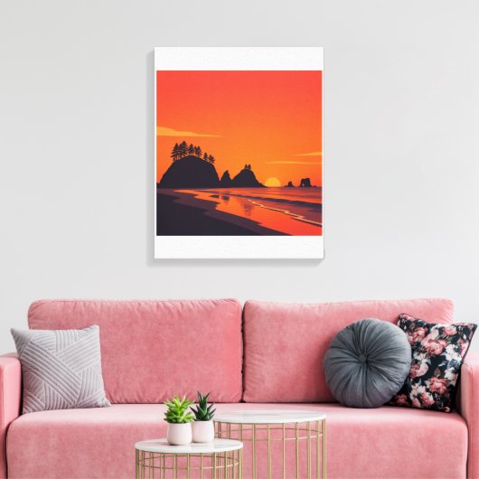 La Push Washington Zonsondergang Minimalistische K Canvas Afdruk (Insitu (Woonkamer))