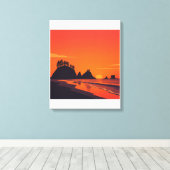 La Push Washington Zonsondergang Minimalistische K Canvas Afdruk (Insitu (Houten vloer))
