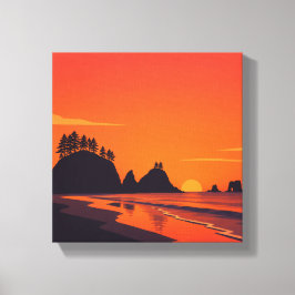 La Push Washington Zonsondergang Minimalistische K Canvas Afdruk