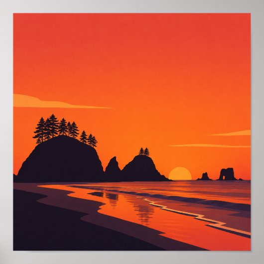 La Push Washington Zonsondergang Minimalistische K Poster (Voorkant)