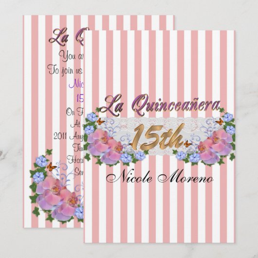 La Quinceanera 15e verjaardag uitnodiging (Voorkant / Achterkant)
