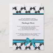 La Quinceanera bloemen en lint blauw Kaart (Achterkant)