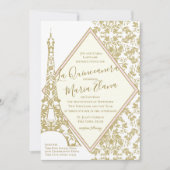La Quinceanera Blush en Gold Damask Eiffeltoren Kaart (Voorkant)