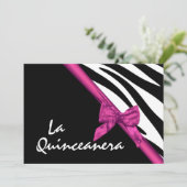 La Quinceanera Zebra en lint roze Kaart (Staand voorkant)