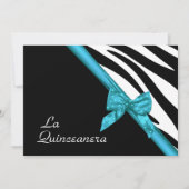 La Quinceanera Zebra en lintblauw Kaart (Voorkant)