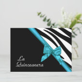 La Quinceanera Zebra en lintblauw Kaart (Staand voorkant)