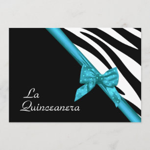 La Quinceanera Zebra en lintblauw Kaart